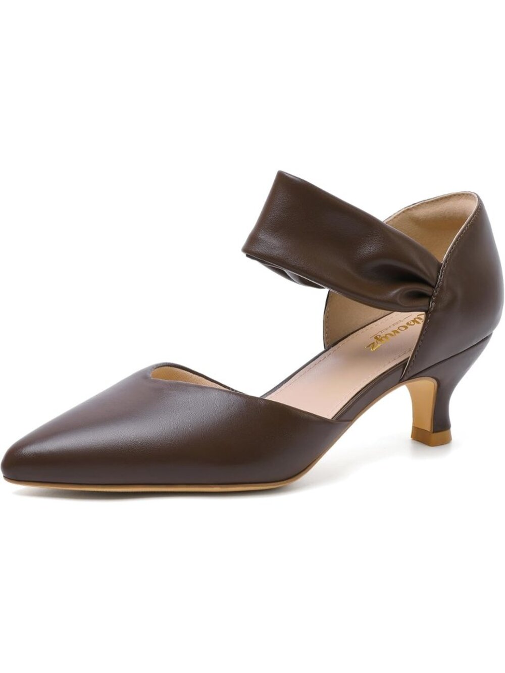 〽️Women Brown Kitten Heels Pointed Toe For Bridal Party Dressy Pumps Shoes